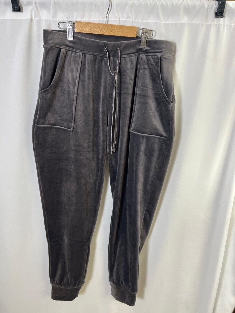 Nicole Richie for Harlow 1960 Gray Velour Jogger Pants Medium Comfortable Casual - Picture 6 of 10